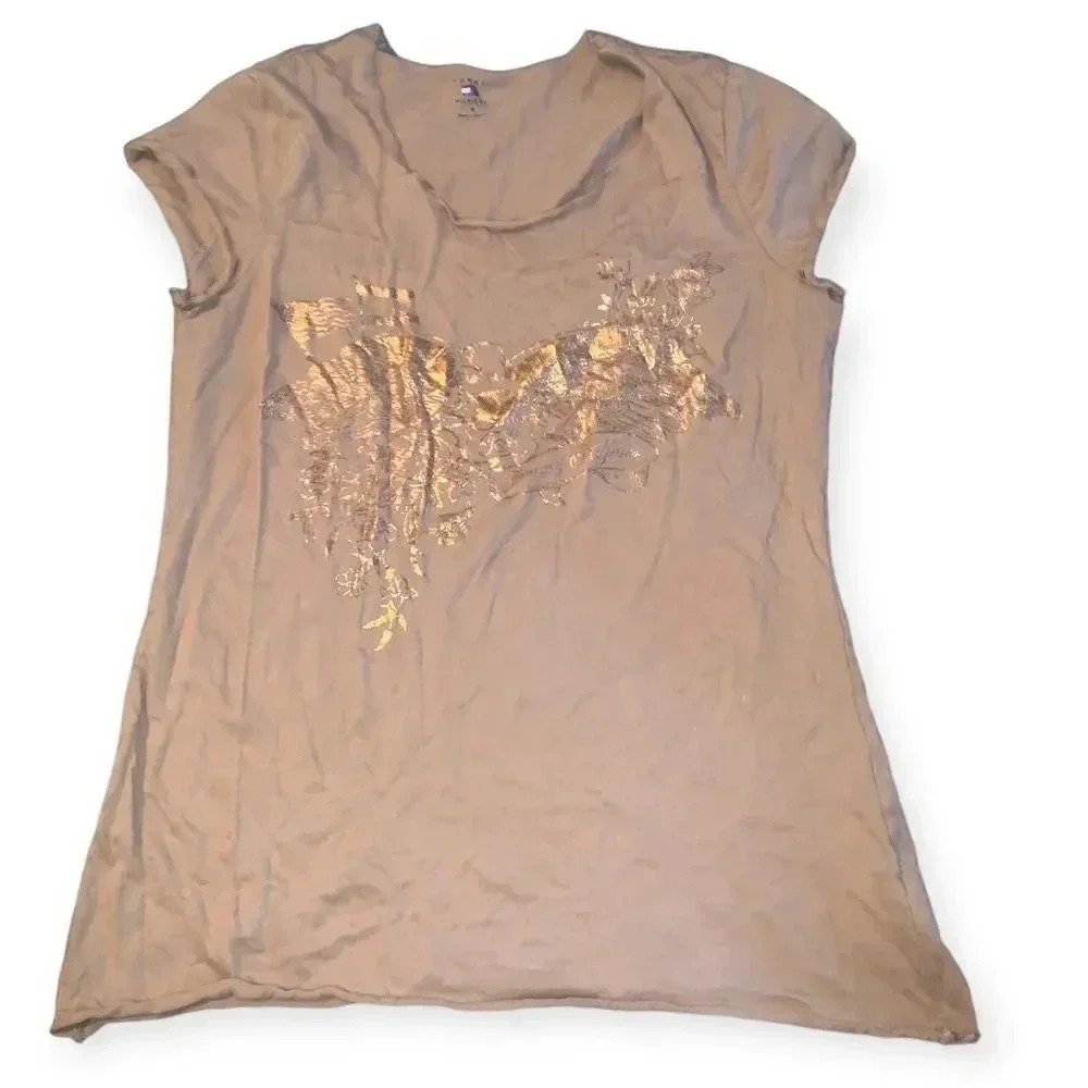 Vintage y2k gold metallic Tommy Hilfiger baby tee